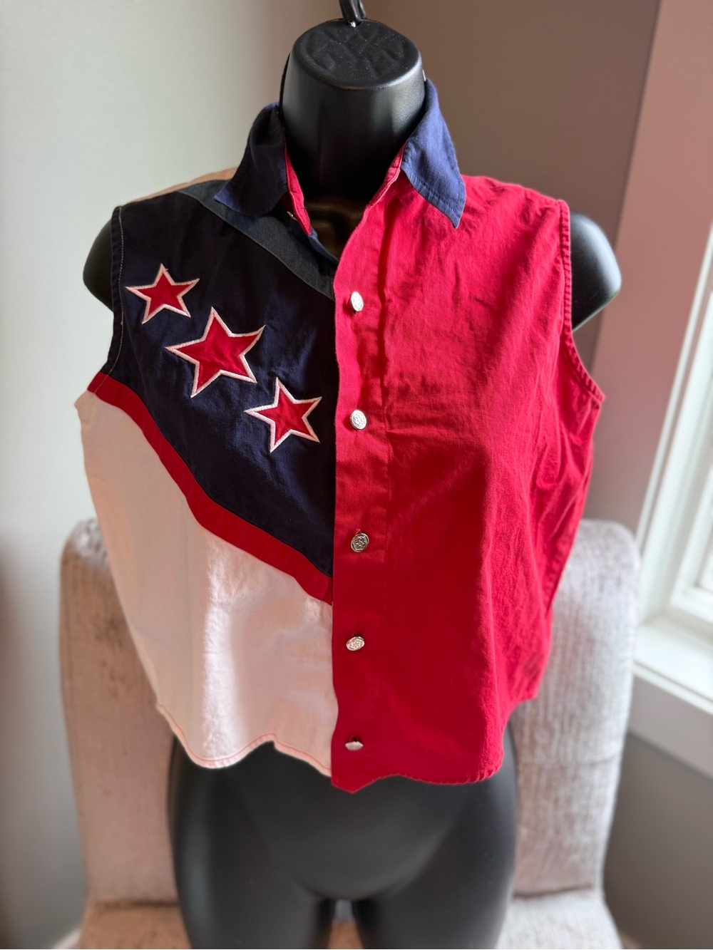 Americana Colorblock Sleeveless Original Crop Top Shirt Small